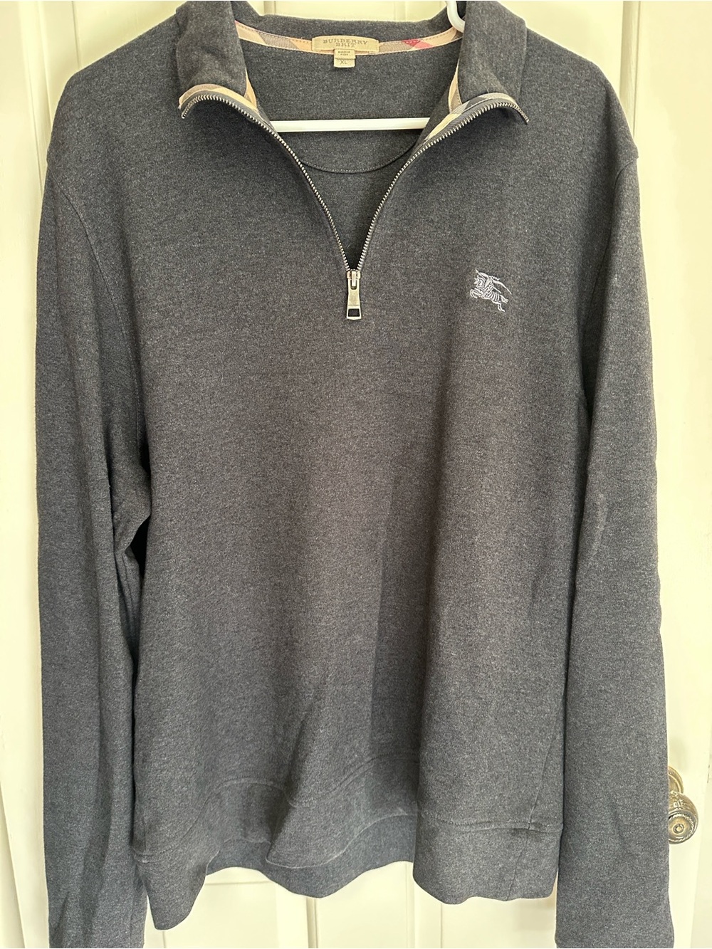 Burberry Men’s Charcoal Gray Half-Zip Pullover Sweater